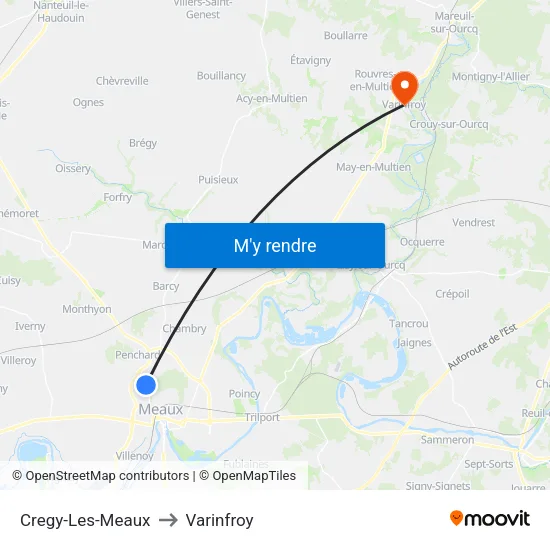 Cregy-Les-Meaux to Varinfroy map