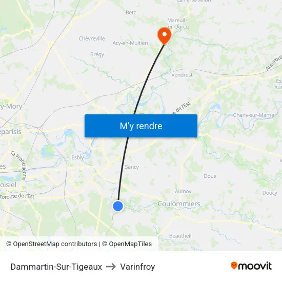 Dammartin-Sur-Tigeaux to Varinfroy map