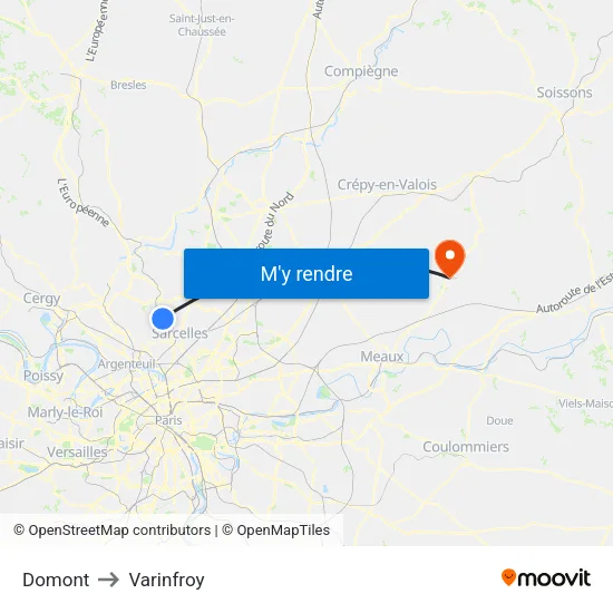 Domont to Varinfroy map