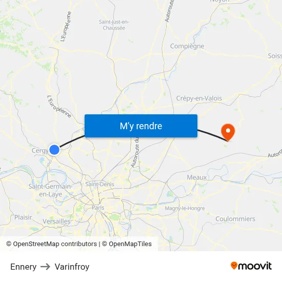 Ennery to Varinfroy map