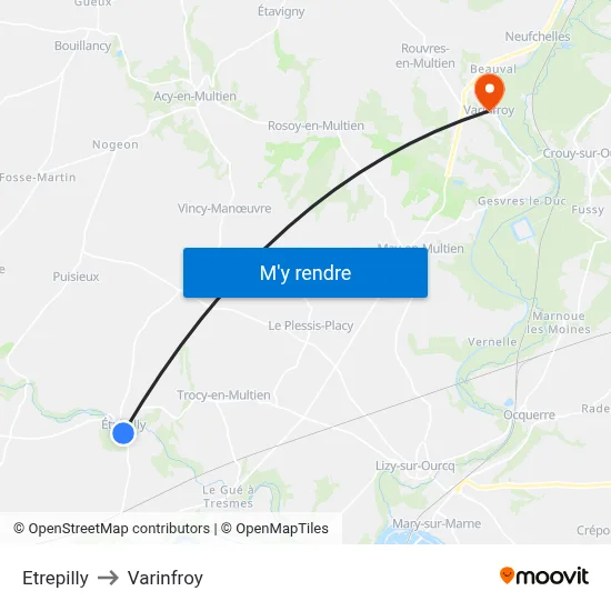 Etrepilly to Varinfroy map