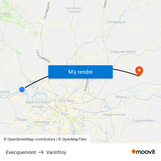 Evecquemont to Varinfroy map