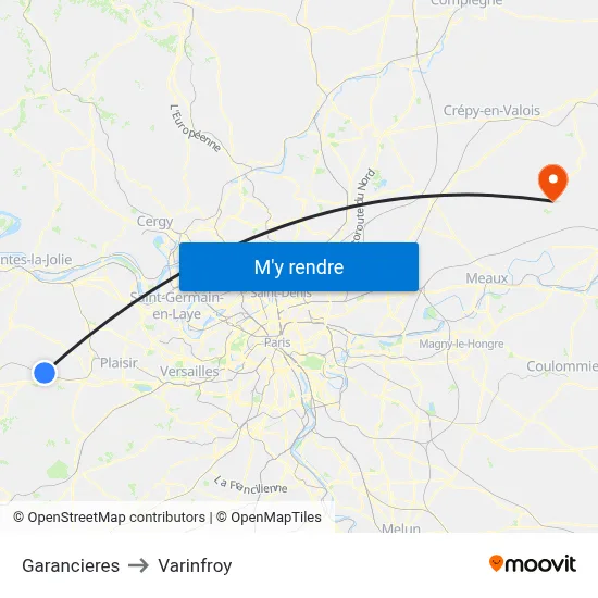Garancieres to Varinfroy map