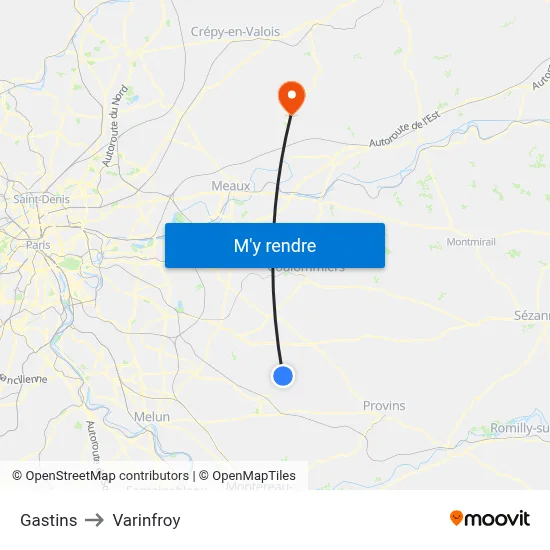 Gastins to Varinfroy map