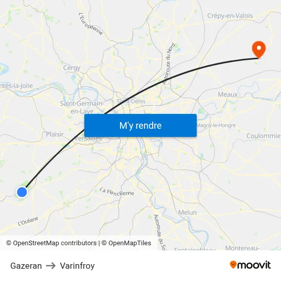Gazeran to Varinfroy map
