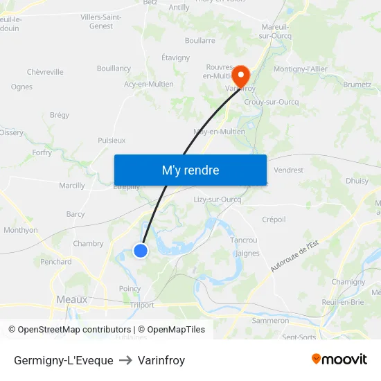 Germigny-L'Eveque to Varinfroy map