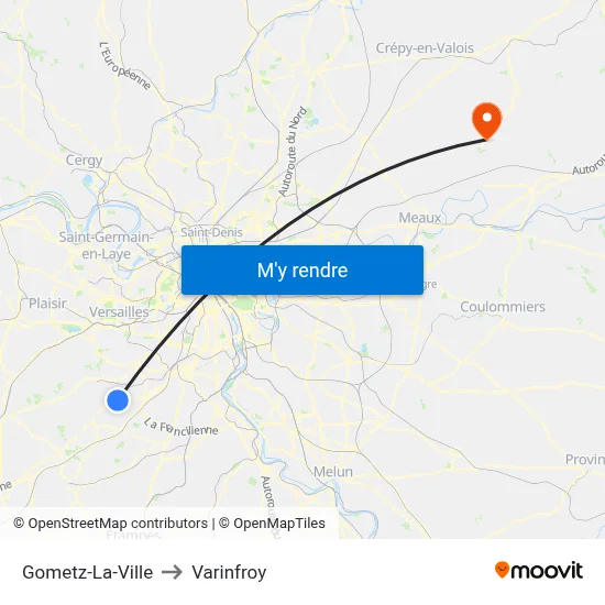Gometz-La-Ville to Varinfroy map