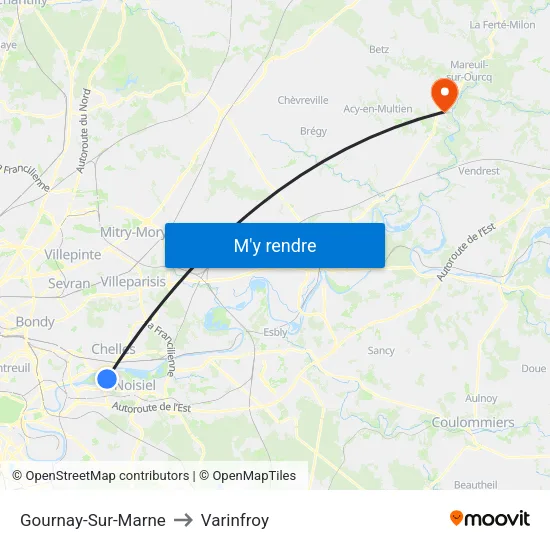 Gournay-Sur-Marne to Varinfroy map