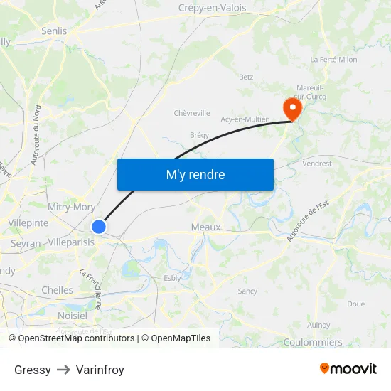 Gressy to Varinfroy map