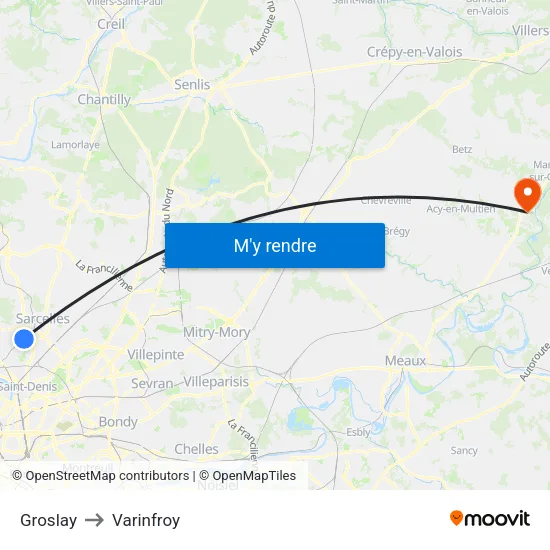 Groslay to Varinfroy map