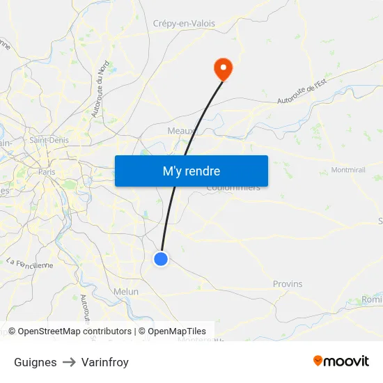 Guignes to Varinfroy map