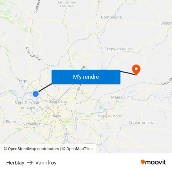 Herblay to Varinfroy map