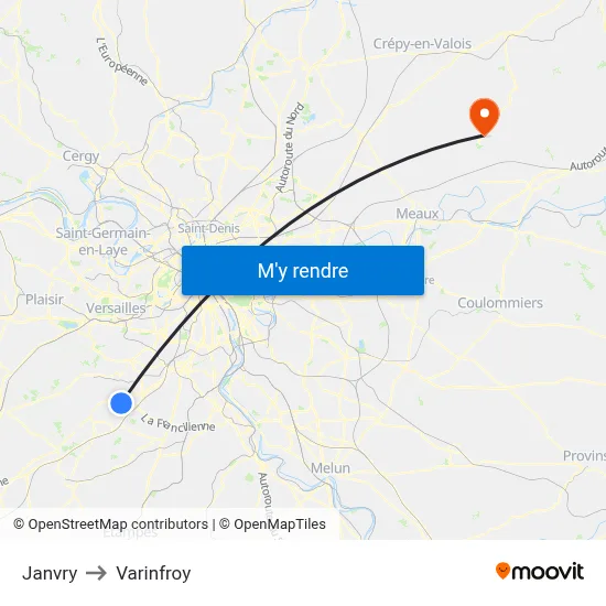 Janvry to Varinfroy map