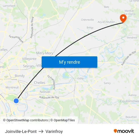 Joinville-Le-Pont to Varinfroy map