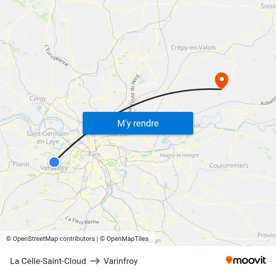 La Celle-Saint-Cloud to Varinfroy map