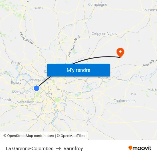 La Garenne-Colombes to Varinfroy map