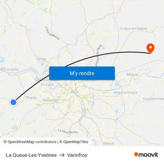 La Queue-Les-Yvelines to Varinfroy map