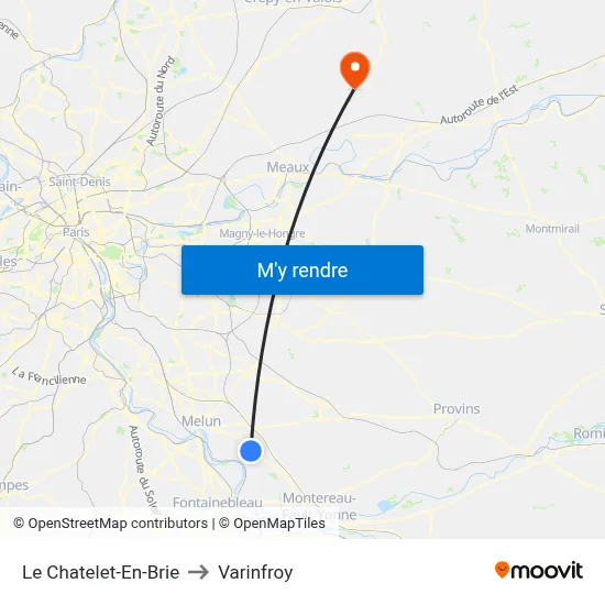 Le Chatelet-En-Brie to Varinfroy map