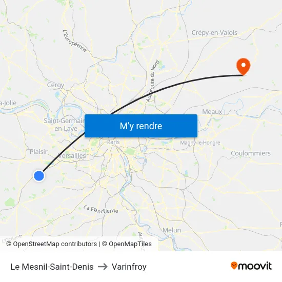 Le Mesnil-Saint-Denis to Varinfroy map