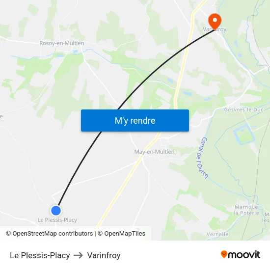 Le Plessis-Placy to Varinfroy map