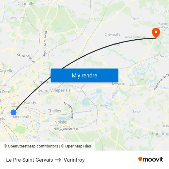 Le Pre-Saint-Gervais to Varinfroy map