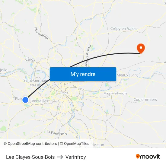 Les Clayes-Sous-Bois to Varinfroy map