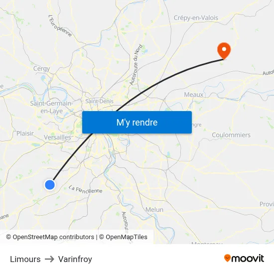 Limours to Varinfroy map