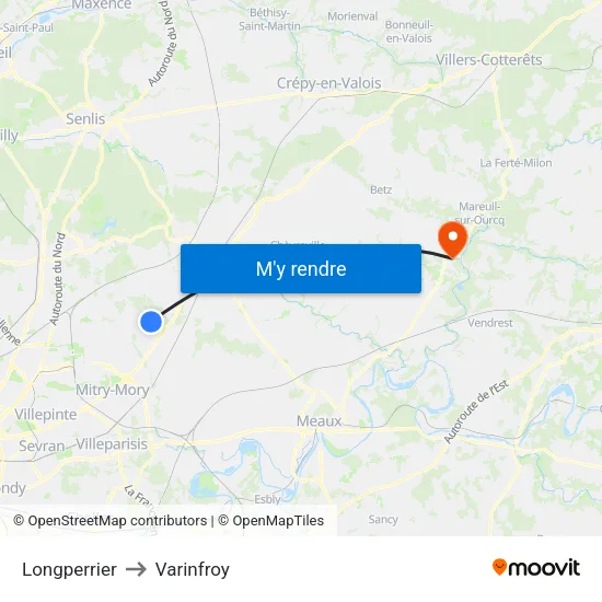 Longperrier to Varinfroy map