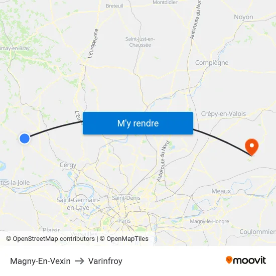 Magny-En-Vexin to Varinfroy map