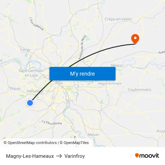 Magny-Les-Hameaux to Varinfroy map