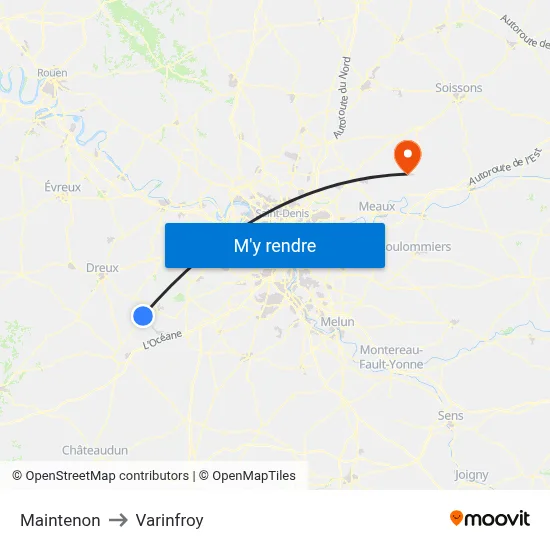 Maintenon to Varinfroy map