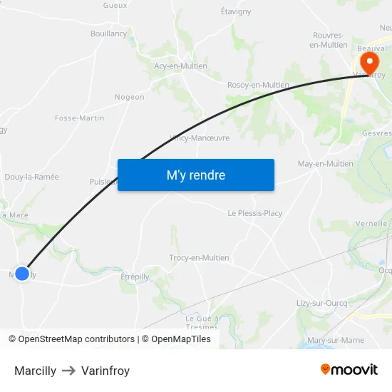 Marcilly to Varinfroy map