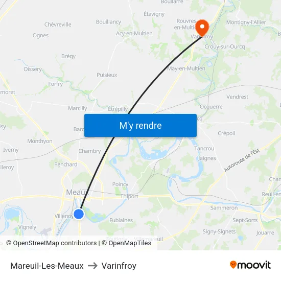 Mareuil-Les-Meaux to Varinfroy map
