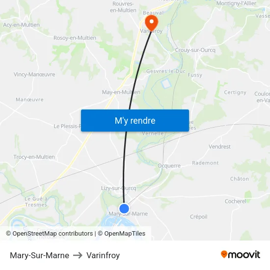 Mary-Sur-Marne to Varinfroy map