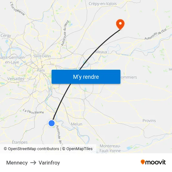 Mennecy to Varinfroy map