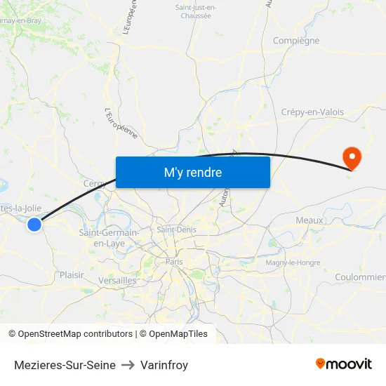 Mezieres-Sur-Seine to Varinfroy map