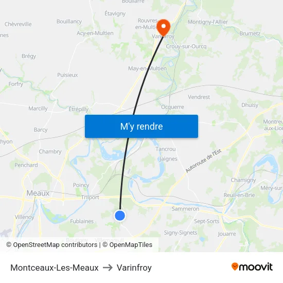 Montceaux-Les-Meaux to Varinfroy map