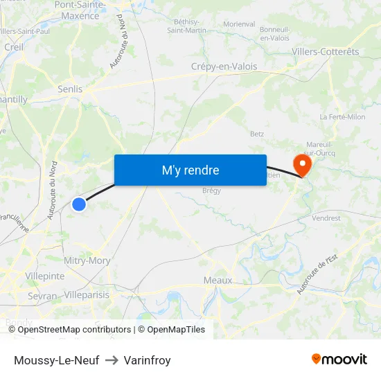 Moussy-Le-Neuf to Varinfroy map