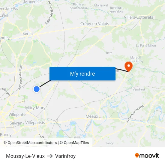 Moussy-Le-Vieux to Varinfroy map