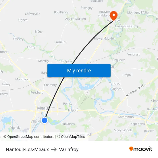 Nanteuil-Les-Meaux to Varinfroy map