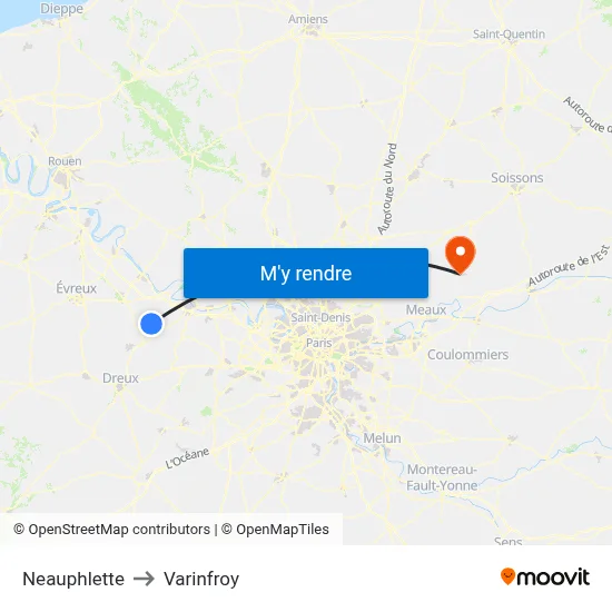 Neauphlette to Varinfroy map
