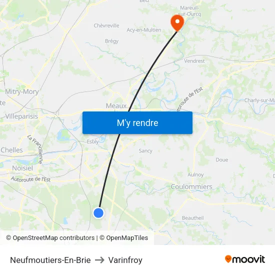 Neufmoutiers-En-Brie to Varinfroy map