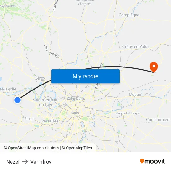 Nezel to Varinfroy map