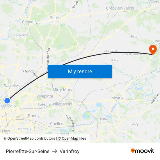 Pierrefitte-Sur-Seine to Varinfroy map