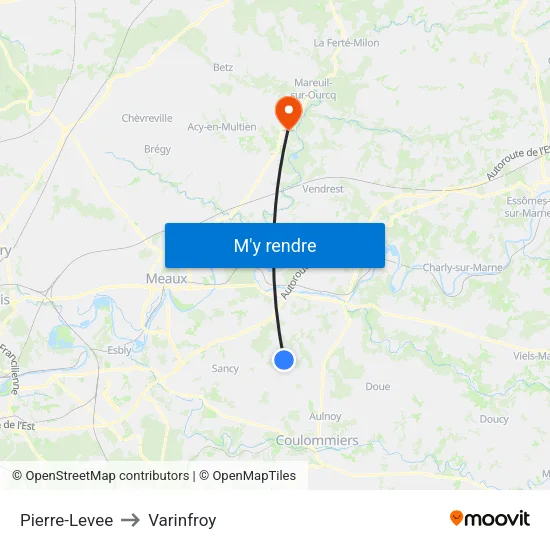 Pierre-Levee to Varinfroy map