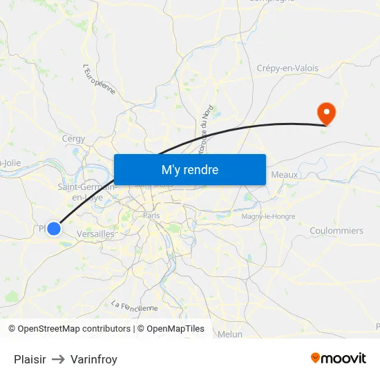 Plaisir to Varinfroy map