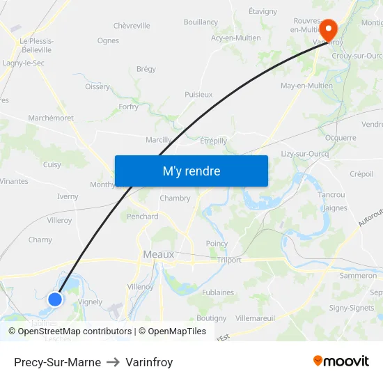 Precy-Sur-Marne to Varinfroy map