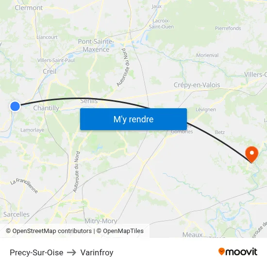 Precy-Sur-Oise to Varinfroy map