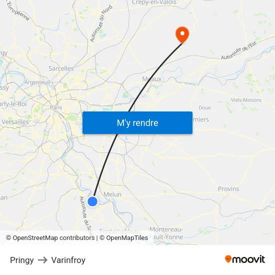 Pringy to Varinfroy map