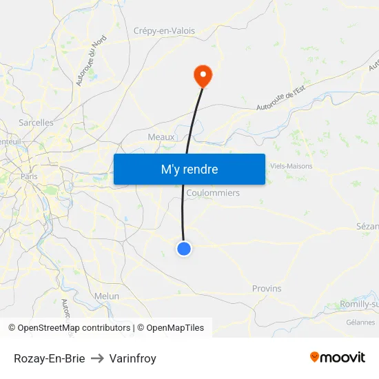 Rozay-En-Brie to Varinfroy map